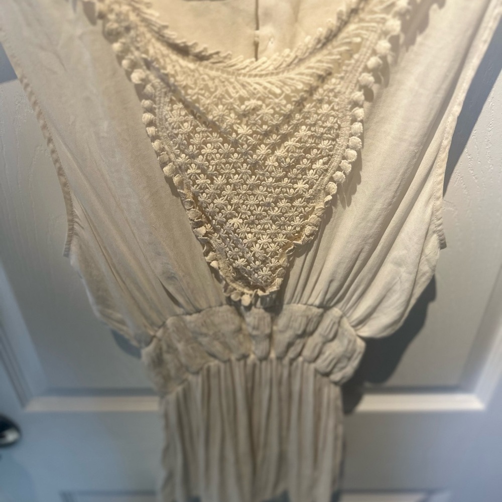 Zara Basics Size S Pleated Tunic Top Tank White/Ivory Sleeveless Greek goddess - Picture 3 of 7